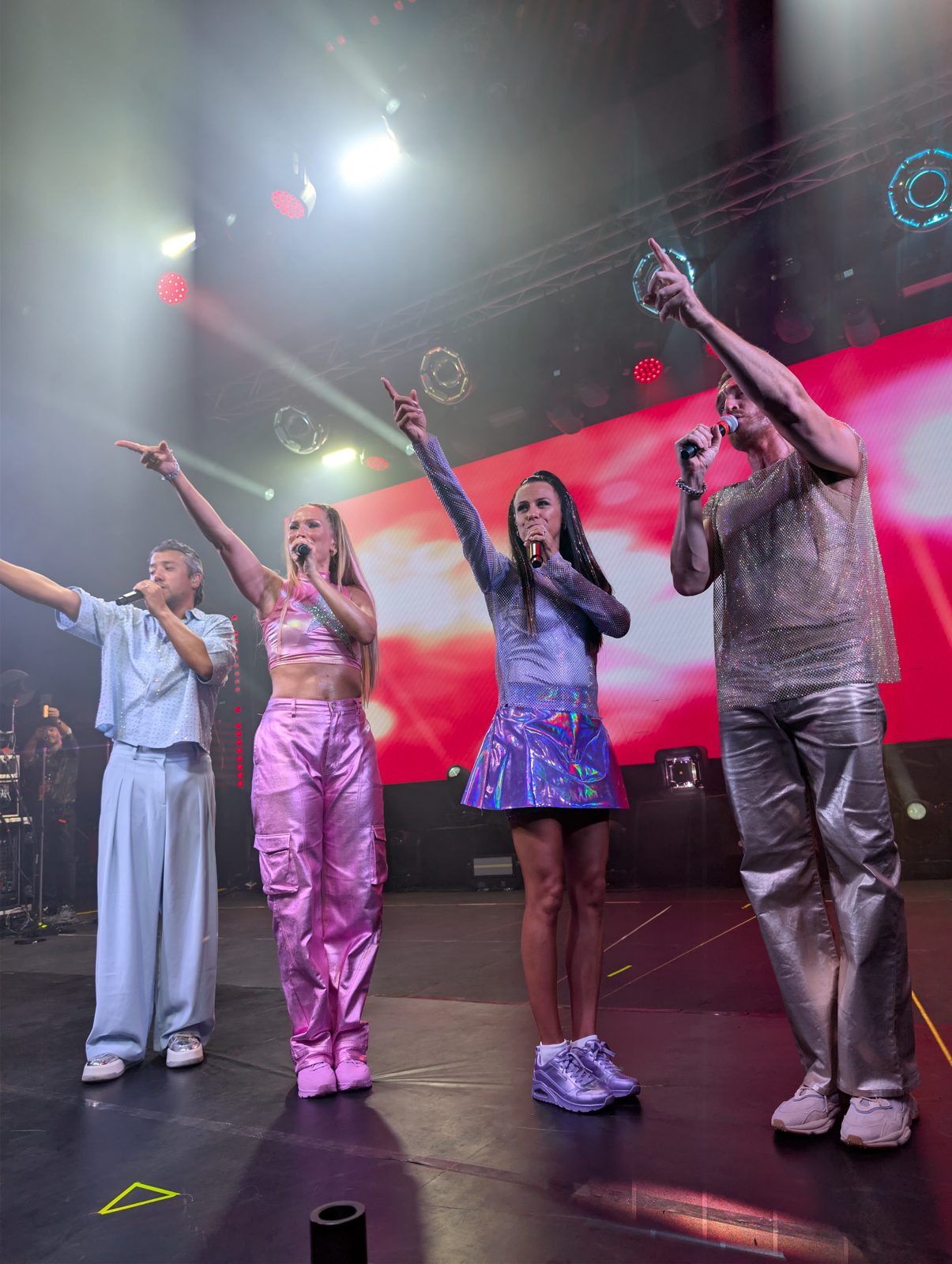 A*Teens performing on stage with confetti in Mexico City, 2025